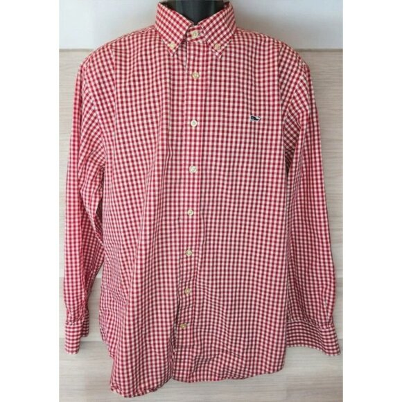 Vineyard Vines Mens Slim Fit Whale Red Check Shirt Large Cotton - Picture 1 of 6